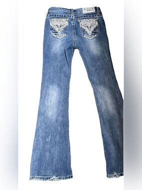 Grace Embellished Bootcut Jeans S M Festival Y2K Western Bling Stretch Denim BBQ